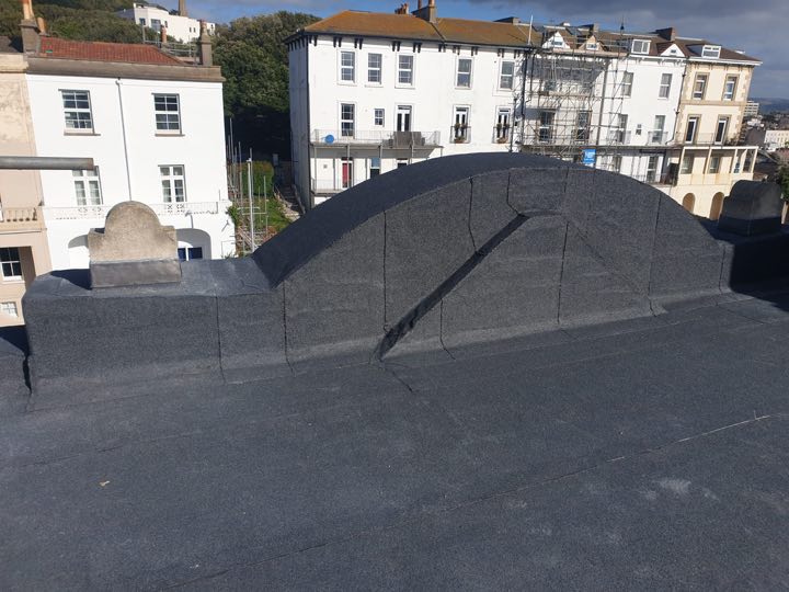 Finished arched roof detail after Hunt's Roofing work