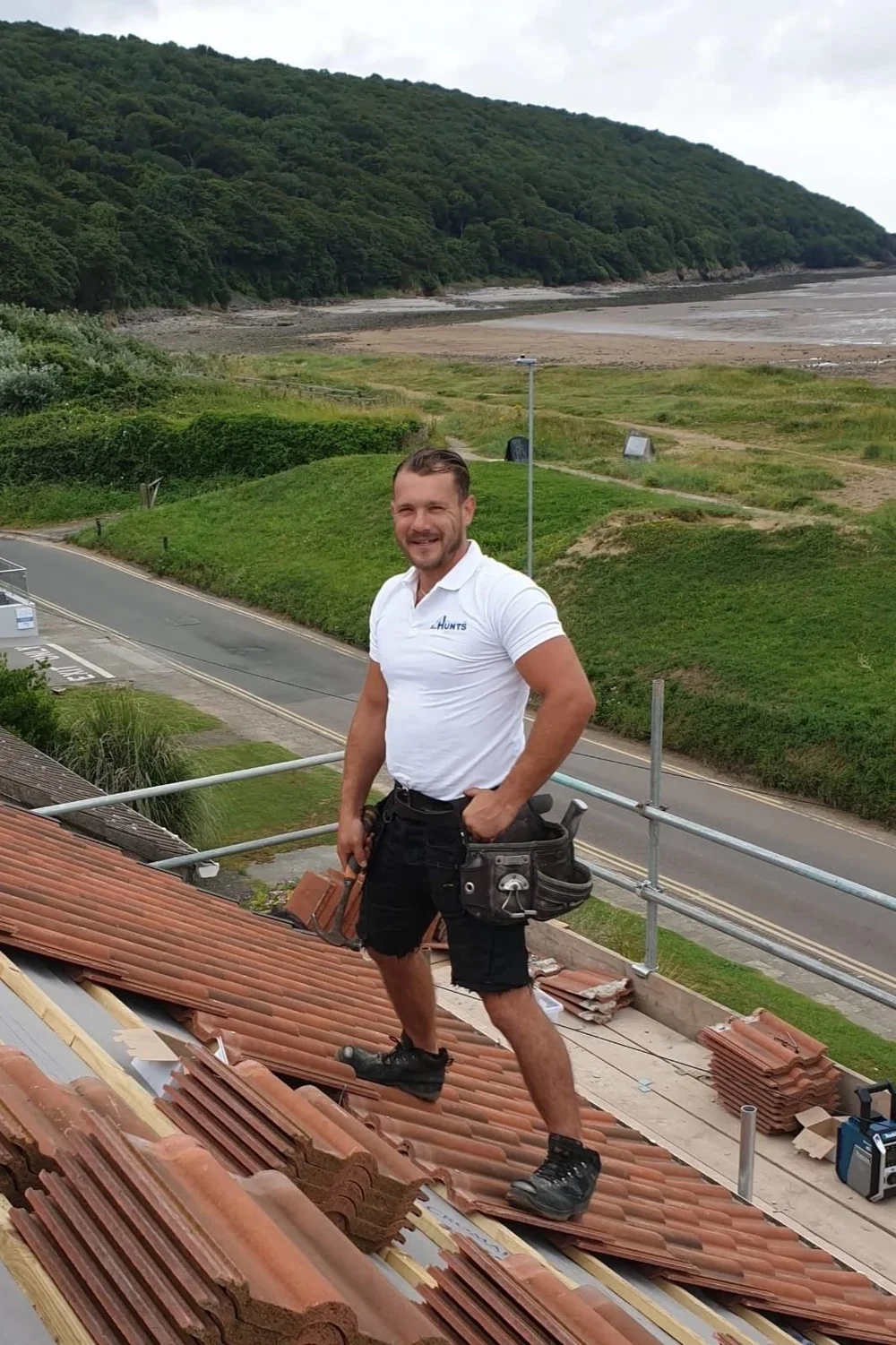 Lewis Hunt on a roof overlooking Weston-super-Mare