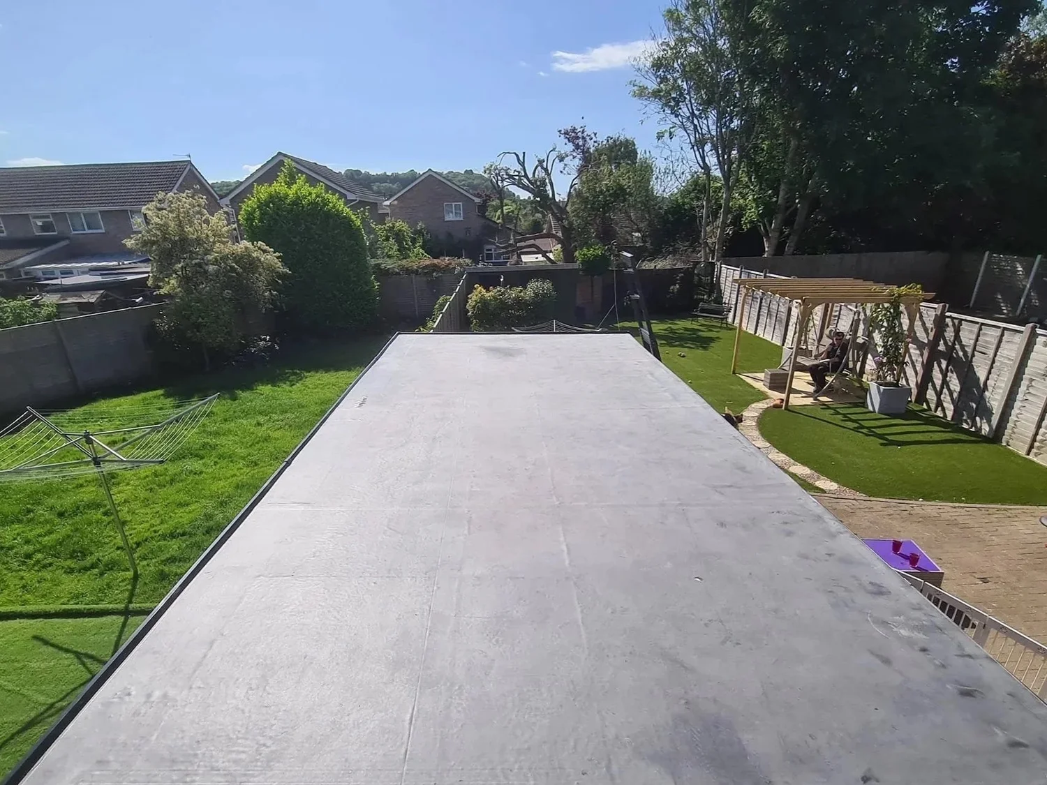 The completed flat roof on the same garden-view project